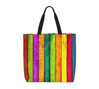 PPHGUT Colored Wooden Board Print Large Capacity Lightweight Tote Unisex Eco-Friendly Bag Daily Use Travel Beach Gym