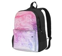 PPHGUT Colorful Marble Pastel Pink Blue Purple Print Large Capacity Adult Backpack Water-Resistant Hiking Outdoor Enthusiasts Rucksack