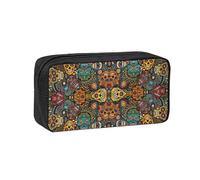 PPHGUT Colorful Sugar Skulls Print Adults Spacious Case Large-Capacity Stationery Daily Carry Office Organizer Pouch
