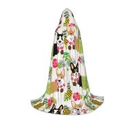 PPHGUT Corgi Hawaiian Tropical Summer Pineapple Print Hooded Cloak Dress Up Halloween Carnival Cosplay Teens Kids Adults Wizard Themes