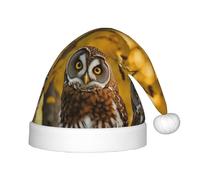 PPHGUT Cute Brown Cartoon Owls Print Kids Christmas Hat Comfortable Xmas Holiday Cap for Santa Party New Year Trim