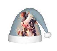 PPHGUT cute cow Print Kids Christmas Hat Comfortable Xmas Holiday Cap for Santa Party New Year Trim