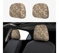 PPHGUT Cute Dog Bone Bowl Woof Paw Print Car Headrest Covers Cushion Universal Fit Interior Accessories for Driver Passenger
