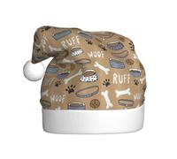 PPHGUT Cute Dog Bone Bowl Woof Paw Print Christmas Hat Festive Santa Hats for Xmas Holiday for Adults and Kids Themed