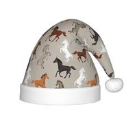 PPHGUT Cute Horse Print Kids Christmas Hat Comfortable Xmas Holiday Cap for Santa Party New Year Trim
