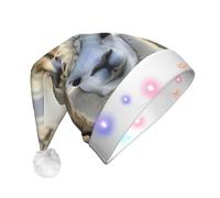 PPHGUT Cute Llama Print Men Women Led Christmas Hat For Halloween New Year Xmas Cap Holiday Accessory