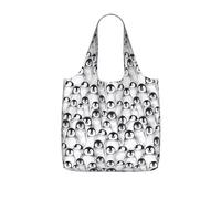 PPHGUT Cute Penguins Sketch Print Women Men Foldable Reusable Shopping Lightweight Tote Bag Weekend Travel Camping
