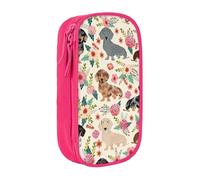 PPHGUT Dachshund Floral Print Practical Pencil Case Multi-Compartment Office Travel School Art Daily Supplies