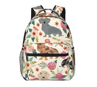 PPHGUT Dachshund Floral Print Versatile Leisure Backpack Lightweight Waterproof Travel Work Outdoor Adventures