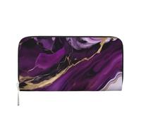 PPHGUT Dark Purple Texture Marble 1 Print Wallet Men Women Portable Clutch Purse Stylish Accessory Daily Use Travel