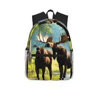PPHGUT Deer Bear Moose Print Casual Backpack Lightweight Travel Outdoor Adventures Camping Dual Shoulder Bag