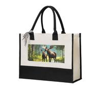 PPHGUT Deer Bear Moose Print Large Capacity Tote Bag Canvas Gift For Shopping Daily Carry Travel School Office