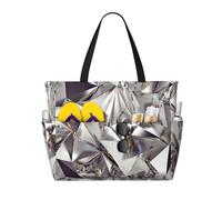 PPHGUT Diamond Pattern Print Beach Travel Bag Women Men Foldable Lightweight Tote For Vacation Picnic Camping