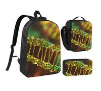 PPHGUT DNA Chain Photo Print School Bag Set Lunch Bag Pen Case Boys Girls School Outdoor Activities Shopping