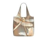 PPHGUT Dragonfly And Flower Print Women Men Foldable Reusable Shopping Lightweight Tote Bag Weekend Travel Camping