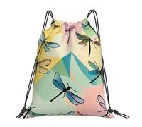 PPHGUT Dragonfly Print Adults Foldable Drawstring Backpack Fitness Travel Bag Weekend Outdoor Activities