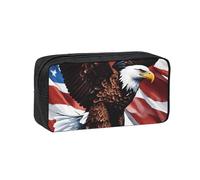 PPHGUT Eagle with USA Flag Print Adults Spacious Case Large-Capacity Stationery Daily Carry Office Organizer Pouch