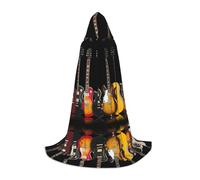PPHGUT Electric Guitar Print Hooded Cloak Dress Up Halloween Carnival Cosplay Teens Kids Adults Wizard Themes
