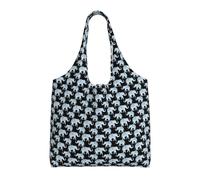 PPHGUT Elephant-Blue Black Print Unisex Oversized Canvas Tote Bag Shopping Travel Lightweight Shoulder Handbag