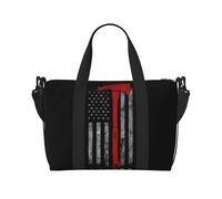 PPHGUT Firefighter Axe Red Line Flag Print Versatile Hand Travel Bag Unisex Lightweight Fashion Weekend Gym Vacation Camping