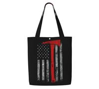 PPHGUT Firefighter Axe Red Line Flag Print Versatility Canvas Shoulder Bag Shopping Casual Travel Picnic Everyday Use Tote
