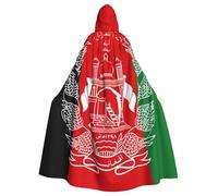 PPHGUT Flag Of Afghanistan Print Unisex Full Length Hooded Halloween Cloak For Cosplay Medieval And Festivals Fits