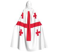 PPHGUT Flag Of Georgia Print Halloween Hooded Capes Cosplay Carnivals | 190cm Witch Costume Christmas Party Themed Gathering Masquerade Balls