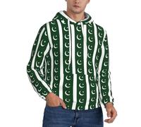 PPHGUT Flag Of Pakistan Print Fashion Mens Hoodie Warm Pockets Pullover Casual Daily Wear For Lightweight Soft Black