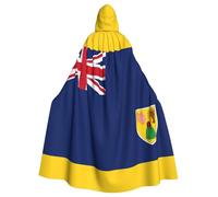 PPHGUT Flag Of The Turks And Caicos Islands Print Unisex Full Length Hooded Halloween Cloak For Cosplay Medieval And Festivals Fits
