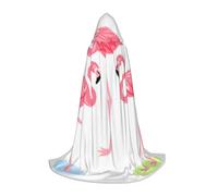 PPHGUT Four Flamingos Print Hooded Cloak Dress Up Halloween Carnival Cosplay Teens Kids Adults Wizard Themes