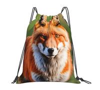 PPHGUT Fox Print Adults Foldable Drawstring Backpack Fitness Travel Bag Weekend Outdoor Activities