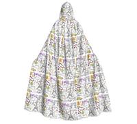 PPHGUT French Paris Tour Eiffel Tower Print 190cm Hooded Carnival Themed Cloak Comfortable Cosplay Costume Outdoor Celebrations