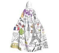 PPHGUT French Paris Tour Eiffel Tower Print Hooded Cloak Unisex Costume Accessory Carnival Masquerade Party Cosplay Supplies