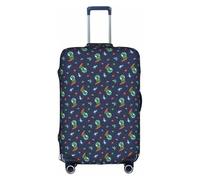 PPHGUT Funny Astronaut Dinosaur Rocket Print Universal Travel Suitcase Cover Elastic Luggage Protector Waterproof Lightweight