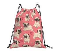 PPHGUT Funny Cartoon Pug Puppy Dog Print Adults Foldable Drawstring Backpack Fitness Travel Bag Weekend Outdoor Activities