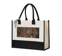 PPHGUT Gears Clock Bronze Century Print Large Capacity Tote Bag Canvas Gift For Shopping Daily Carry Travel School Office