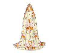 PPHGUT Giraffe Heart Flower Butterfly Print Hooded Cloak Dress Up Halloween Carnival Cosplay Teens Kids Adults Wizard Themes