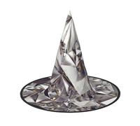 PPHGUT Glitter Abstract Diamond Crystal Pattern Print Halloween Witch Hat Wide Brim Foldable Cap Parties Arnivals And Roleplaying Events