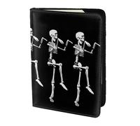 PPHGUT Halloween Posable Skeleton Skull Print Men Women Passport Travel Document Lightweight Stylis Secure Business Leisure