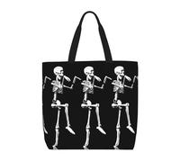 PPHGUT Halloween Posable Skeleton Skull Print Women Large Capacity Bag Reusable Organizer Lightweight Shopping Everyday Tote