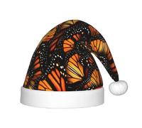 PPHGUT Heaps of Orange Monarch Butterflies Print Kids Christmas Hat Comfortable Xmas Holiday Cap for Santa Party New Year Trim