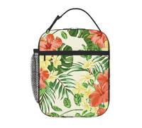PPHGUT Hojas Tropicales Y Flores Print Adults Lunch Bag Tote Waterproof Work Travel Reusable Portable Bento Box