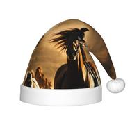 PPHGUT Horse Stripes Pattern Print Kids Christmas Hat Comfortable Xmas Holiday Cap for Santa Party New Year Trim