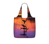 PPHGUT Hunting Flying Wild Ducks Print Women Men Foldable Reusable Shopping Lightweight Tote Bag Weekend Travel Camping