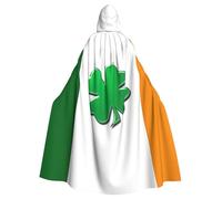 PPHGUT Irish Flag Print Unisex Full Length Hooded Halloween Cloak For Cosplay Medieval And Festivals Fits