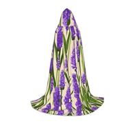 PPHGUT Lavender Stamp Print Hooded Cloak Dress Up Halloween Carnival Cosplay Teens Kids Adults Wizard Themes