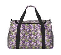 PPHGUT Lavender Stamp Print Women Men Lightweight Hand Travel Bag Weekend Portable Foldable Shoulder Handbag
