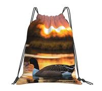 PPHGUT Loon Nature Bird Print Adults Foldable Drawstring Backpack Fitness Travel Bag Weekend Outdoor Activities