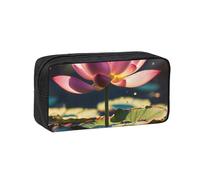 PPHGUT Lotus Flowers Pink Print Adults Spacious Case Large-Capacity Stationery Daily Carry Office Organizer Pouch