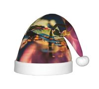 PPHGUT Lotus Flowers Pink Print Kids Christmas Hat Comfortable Xmas Holiday Cap for Santa Party New Year Trim